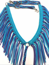 fringe breast collar purple, royal, and turquoise