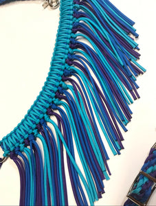 fringe breast collar purple, royal, and turquoise