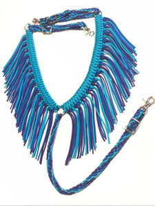 fringe breast collar purple, royal, and turquoise