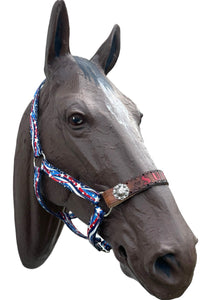 PERSONALIZED patriotic print nylon horse halter.