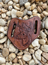 Hand tooled and painted pancake knife sheath