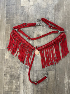 horse tack set,  (fringe breast collar, tie down set, wither strap, reins, and bridle)