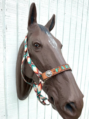 PERSONALIZED aztec print nylon horse halter