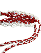 8' Fancy  braided loop reins red and white