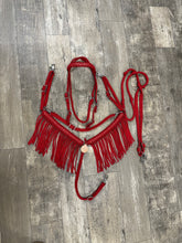 horse tack set,  (fringe breast collar, tie down set, wither strap, reins, and bridle)