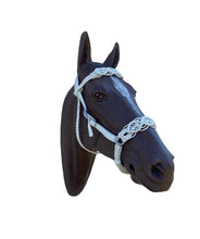 White Beaded Browband Headstall with a fancy braided browband all sizes.