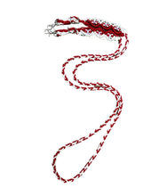 8' Fancy  braided loop reins red and white