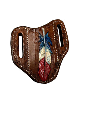 Hand tooled and painted pancake knife sheath