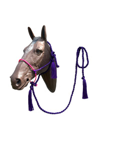 Lariat mule tape horse halter with lead