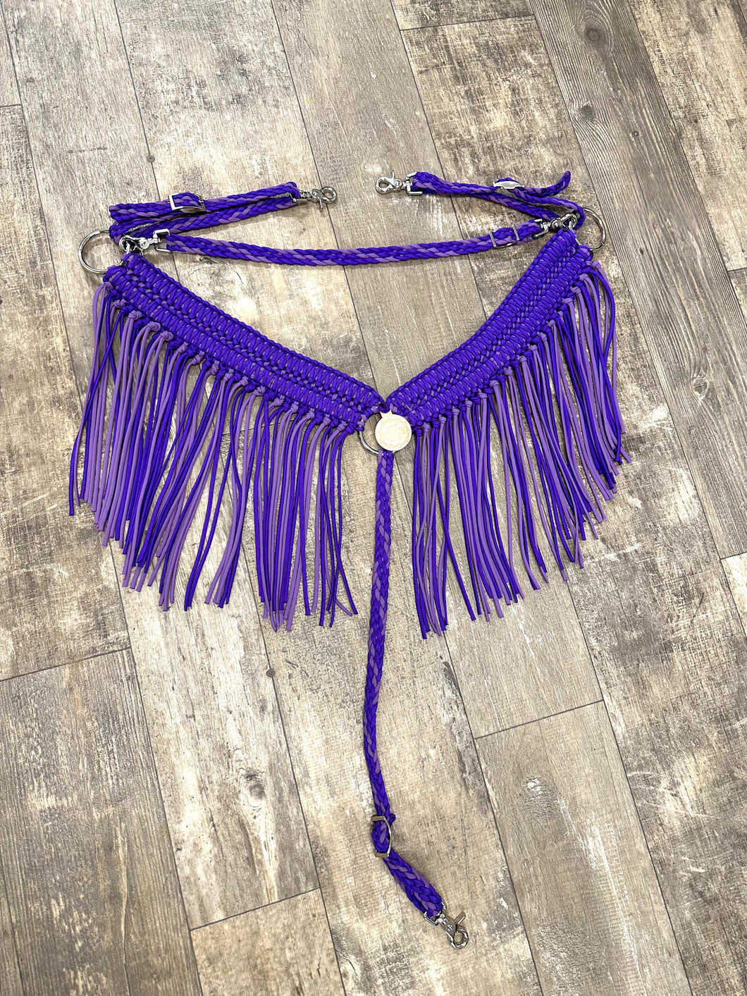 Purple and lilac Wide fringe breast collar longer fringe