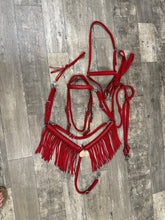 horse tack set,  (fringe breast collar, tie down set, wither strap, reins, and bridle)