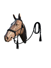 Black Braided mule tape horse halter with flat noseband