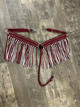 Crimson and white Wide fringe breast collar with longer fringe