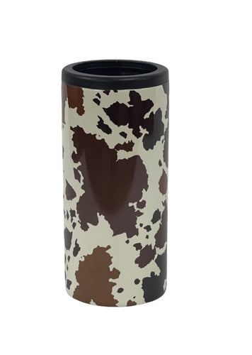 Skinny Can Cooler cow print