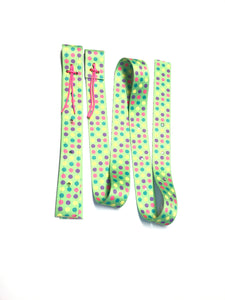 Lime green  with Pink Dots