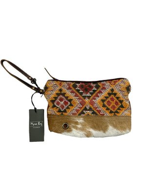 Myra small cowhide pouch wristlet