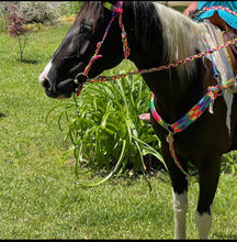 Horse  tack set,  (wide fringe breast collar, wither strap, reins, and bridle)