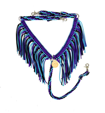 fringe breast collar turquoise, purple, and black  with a wither strap...all sizes