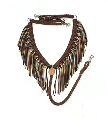 Fringe breast collar brown, black, and gold