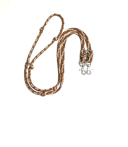 SALE barrel reins with  grip knots 8’ brown and tan
