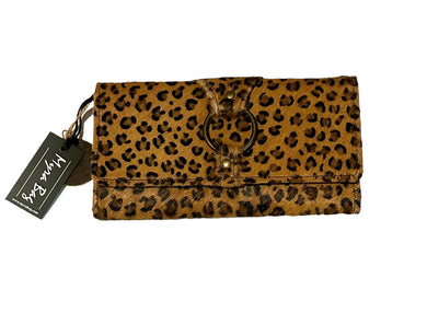 Myra cowhide womens crocheted wallet cheetah