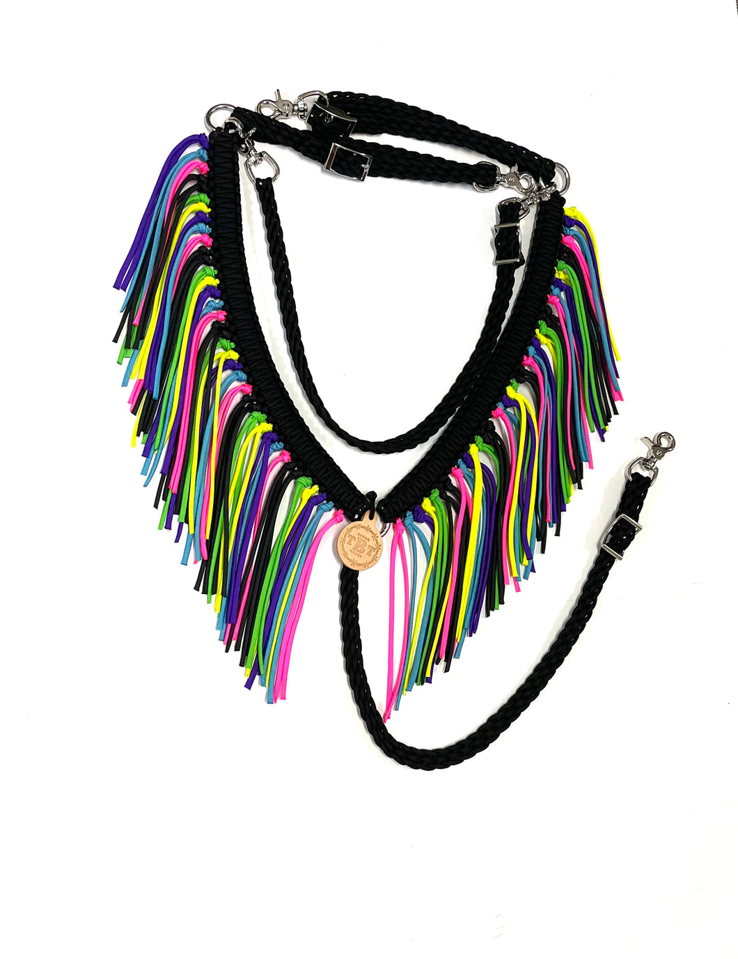 fringe breast collar neon with a wither strap