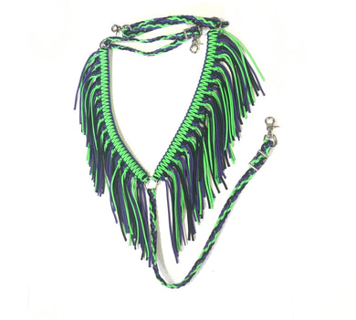 fringe breast collar neon purple and neon green