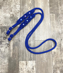 8' Fancy  braided loop reins with  european painted glass beads