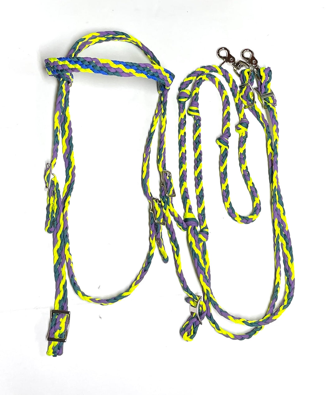 SALE barrel reins with  grip knots 8’ with matching bridle average horse
