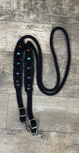 7 chakra reins….8' Fancy  braided beaded black loop reins with crystals for the 7 Chakras.