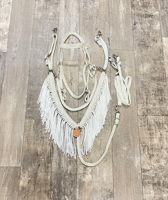 Fringe horse tack set,  (fringe breast collar, wither strap, reins, and bridle)