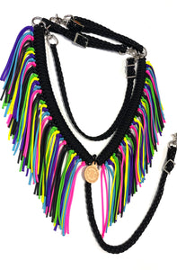 fringe breast collar neon with a wither strap