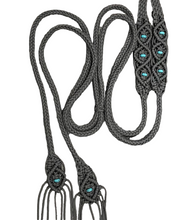 Fancy braided split reins in charcoal grey  with genuine howlite gemstones...beautiful yet practical