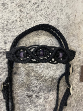 Beaded amethyst Browband Headstall with a fancy braided browband all sizes