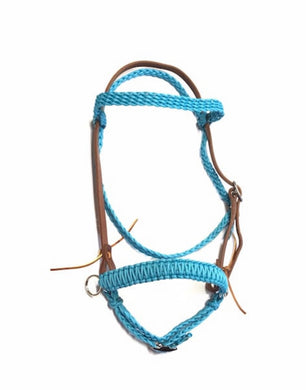 complete Bitless bridle side pull hackamore in leather and paracord (you pick your colors)