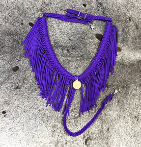 Purple fringe breast collar