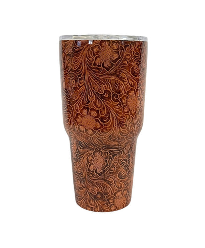 Insulated tumbler leather pattern