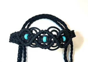 Beaded Browband Headstall with a fancy braided turquoise howlite browband  all sizes