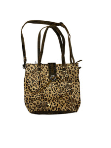 Myra Bag large shoulder Bag Leather Purse Cheetah Print with Hairon Small