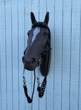Black Beaded Browband Headstall with a fancy braided browband with matching reins....all sizes.